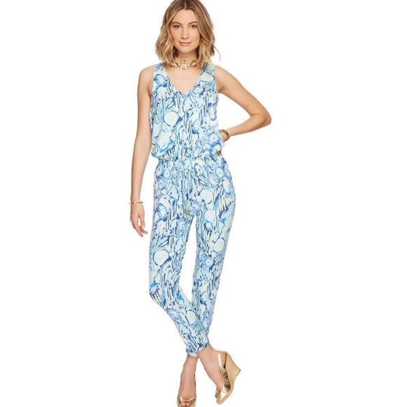 Lilly Pulitzer Pants - Lilly Pulitzer Blue Sunset Paulina sleeveless jumpsuit pants